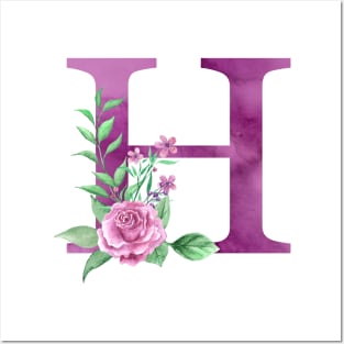 Floral Monogram H Beautiful Rose Bouquet Posters and Art